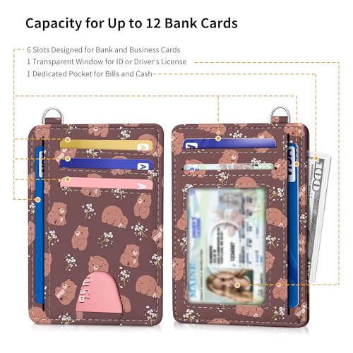 Mayski Slim Wallet, Credit Card Holder for Women, Minimalist Front Pocket RFID Blocking Card Cases, Small Wallet Women Men(Cute Bear) - color: Z-Cute Bear