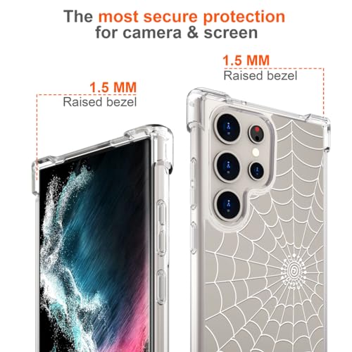 Hungo Galaxy S24 Ultra Case for Women Clear Design Cute,Girly Girls Case Compatible with Samsung Galaxy S24 Ultra Spider Web Design - color: Spider Web Design