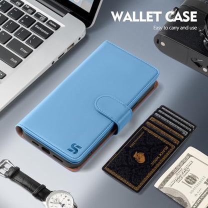 Shieldtop Compatible with Samsung Galaxy A03S US Wallet Case with Card Holder,RFID Blocking PU Leather Phone Case Folio Flip Shockproof TPU Protective Cover Credit Card Slots Women Men,Light Blue - color: Light Blue