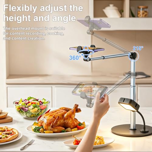 Overhead Phone Stand with Light for Video Recording