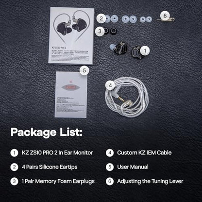 Linsoul KZ ZS10 PRO 2 1DD+4BA Hybrid in Ear Monitor IEM HiFi Wired Earbuds - size: With Mic