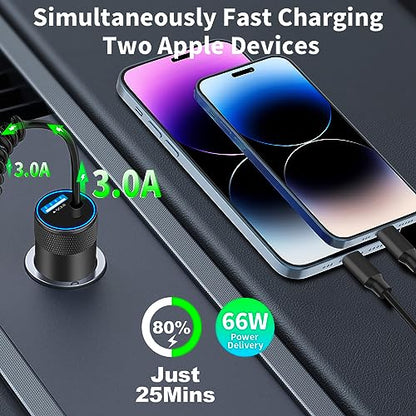Apple MFi Certified iPhone Car Charger Fast Charging, 4.8A USB Car Charger - size: 6FT