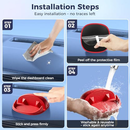 Loncaster Car Phone Holder, Car Phone Mount Silicone Car Pad Mat for Various Dashboards, Slip Free Desk Phone Stand Compatible with iPhone, Samsung, Android Smartphones, GPS Devices and More (Red) - color: Red-1pack