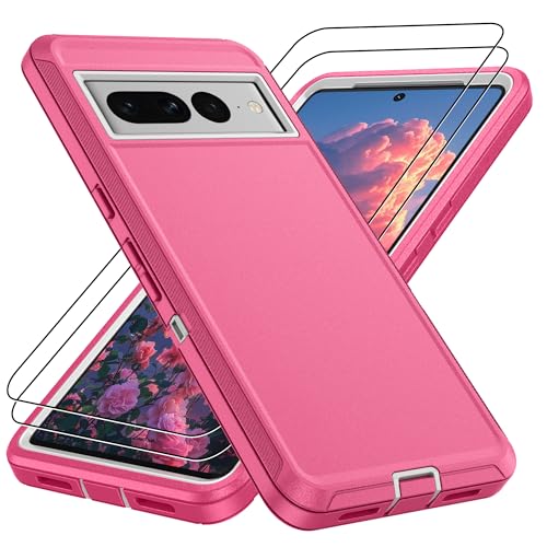 Pilaru for Google Pixel 7 Pro Case, for Pixel 7 Pro with 2Pcs HD Screen Protector,[Military Grade Drop Tested] 3-Layer Shockproof Protective Phone Case for Pixel 7 Pro -Pink - color: Pink, size: Google Pixel 7 Pro