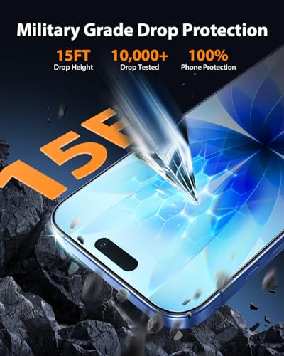 Mkeke for iPhone 17 Screen Protector 3 Pack, Double Shatterproof | 9H+ Hardness [Military-Grade Drop Protection] [Sensitive Touch] [Installation Frame] [HD Clear] Full Coverage Tempered Glass - size: iPhone 17 6.3 Inch