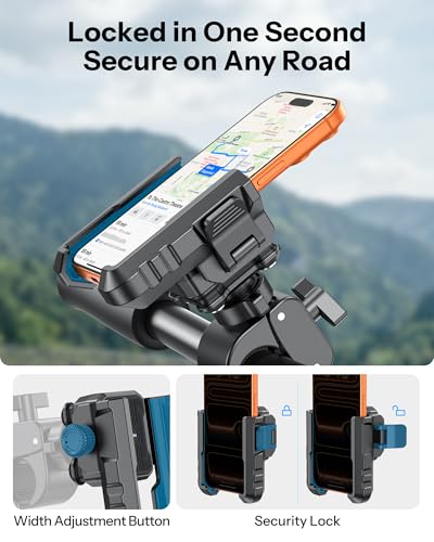 OMOTON BK01 Anti-Vibration Bike Phone Mount, Quick Lock for Riders - color: 2-Blue