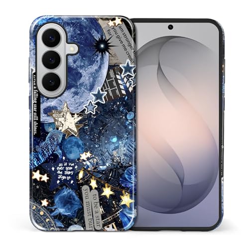 for Samsung Galaxy S26+ Case, Shockproof 2-in-1 Double Protective Cover for Women Girls Men Boys, Exquisite Design Anti Scratch Stylish Phone Case Aesthetic, Blue Galaxy Star Collage - color: Blue Galaxy Star Collage, size: Galaxy S26+