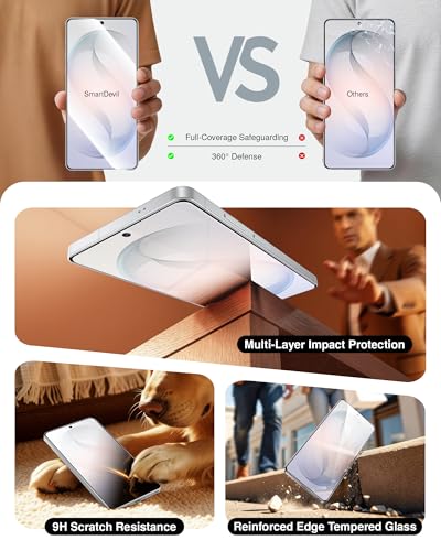 SMARTDEVIL 3 Pack HD Clear Screen Protector for Samsung Galaxy S26 | Ultrasonic Fingerprint Sensor Compatible, Anti-Shatter 9H Tempered Glass, SmartPull Box Bubble-Free Easy Install - size: S26 6.7 inches