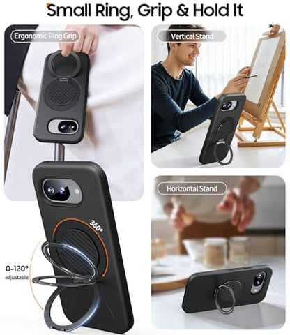 JAME for Google Pixel 10A Case with Ring Stand, Shockproof 10a Phone Case | Kickstand Holder, Dual Layer Protective Cover, Screen Protector, Magnetic Accessory Friendly Google 10a Phone Case, Black - color: Black