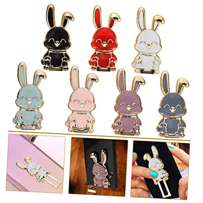 Rabbit Phone Holder 7-Pack Foldable Cartoon Desktop Phone Stand Adjustable Hands- Bracket for Video Calls Watching Videos Office Bedroom Living Room