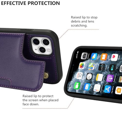 iCoverCase Compatible with iPhone 11 Pro Phone Case with Card Holder, Wallet Case for Women Men RFID Blocking PU Leather Protective Case 5.8 Inch (Dark Purple) - color: Dark Purple
