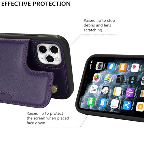 iCoverCase Compatible with iPhone 11 Pro Phone Case with Card Holder, Wallet Case for Women Men RFID Blocking PU Leather Protective Case 5.8 Inch (Dark Purple) - color: Dark Purple