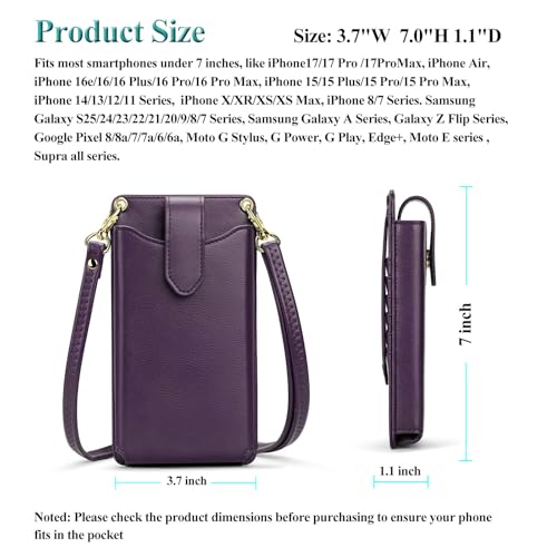 Peacocktion Small Crossbody Cell Phone Purse for Women, Lightweight Mini Small Crossbody Bags for Women with Card Slots - color: 18-purple