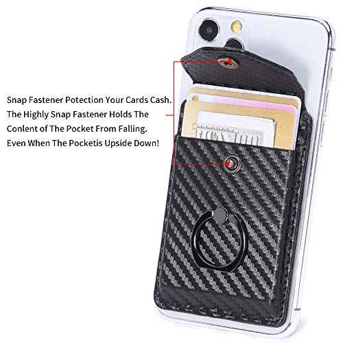 Self Adhesive Phone Card Wallet with Ring Stand Flip Cover, Black B - color: Black B