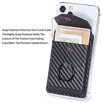 Self Adhesive Phone Card Wallet with Ring Stand Flip Cover, Black B - color: Black B
