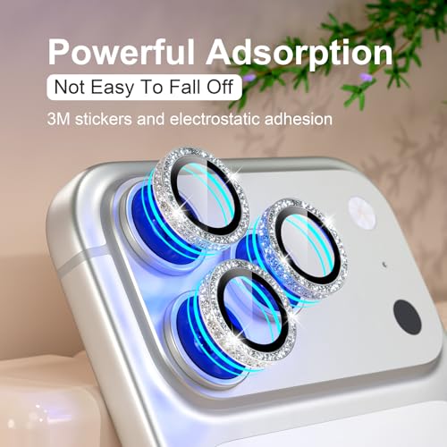 iPhone 17/16/15/14 Pro Max/Pro Camera Lens Protector Glitter - color: Glitter Silver