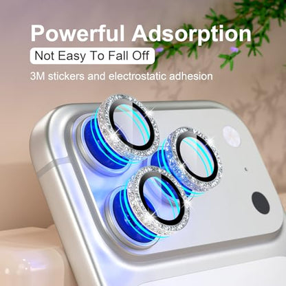 iPhone 17/16/15/14 Pro Max/Pro Camera Lens Protector Glitter - color: Glitter Silver