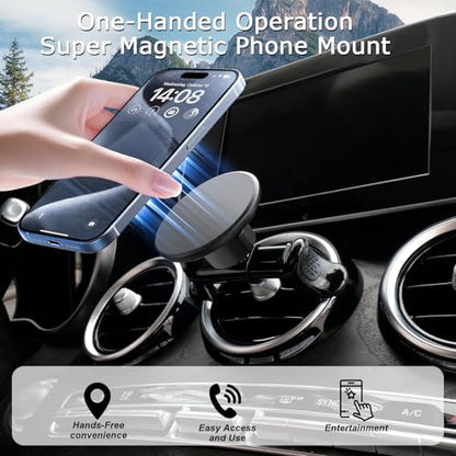 MagSafe Car Mount for Mercedes-Benz, Round Air Vent Holder with Strong Magnet, Compatible with Mercedes Benz GLC, C-Class, E-Class, A/B-Class, GLC/GLB/GLA/Sprinter, Mercedes Benz Accessories - style: Magsafe