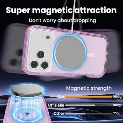 Follaroma Magnetic for iPhone 17 Pro Case, Heavy Duty Phone Cases, Purple | Compatible with MagSafe, Heavy Duty Shock proof Protection, Military-Grade Anti-Drop, Dual Layer Transparent Protective Cover - color: Purple, size: iPhone 17 Pro 6.3''