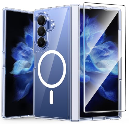 FNTCASE for Samsung Galaxy Z Fold 8 Ultra Case: Galaxy Z Fold 7 Case [Hinge Protection + Screen Protector] [Fit for Magsafe] Military Grade Drop Protective, Transparent Clear Phone Cover - Clear - color: Clear, size: Samsung Z Fold 8 Ultra & Z Fold 7 (8.0