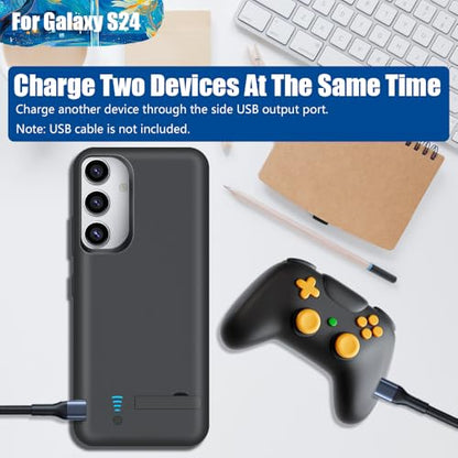 Sitong Upgraded Battery Case for Samsung Galaxy S24, 5000mAh Rechargeable Extended Battery Charging Charger Case, Add 100% Extra Juice, Not Compatible with S24+ or S24 Ultra (6.2 inch) Black
