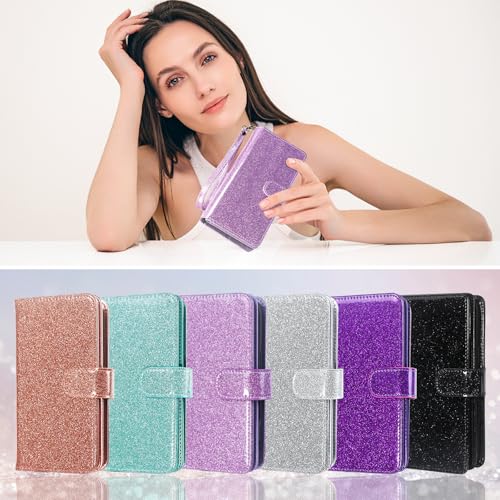 Varikke for iPhone 17 Glitter Case Wallet Magnetic Detachable, Light Purple - color: (Standard) Light Purple, size: iPhone 17 6.3"