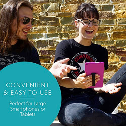 LoveHandle Duo Grip for Smartphone and Tablet - Vintage Rose Design Elastic Strap Original Grip with Rose Base + XL Grip with Black Base
