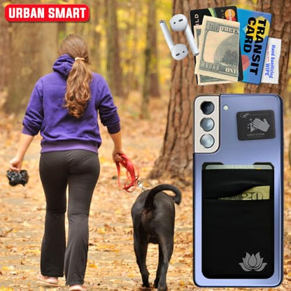 Gecko Travel Tech Double Pocket - Adhesive Card Holder - Cell Phone Pouch - Stick on Spandex Pocket - Carry Credit Cards and Cash (Lotus) - color: LOTUS