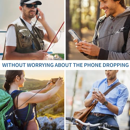 Doormoon Phone Tether Anti Theft, Phone Lanyard With Heavy Duty Carabiner - color: Black - 1 Pack With Tpu Patch