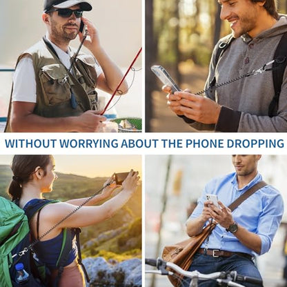 Doormoon Phone Tether Anti Theft, Phone Lanyard With Heavy Duty Carabiner - color: Black - 1 Pack With Tpu Patch