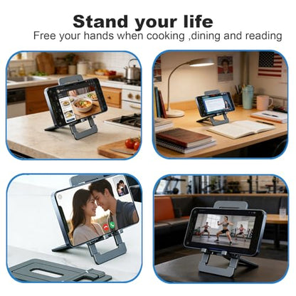 Fold-Flat Cell Phone Stand 2-Pack,Portable Non-slip,Aluminum,Easy to Carry - color: Grey, size: 12CM