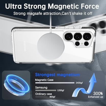 VENINGO for Samsung Galaxy S26 Ultra Case Magnetic, [Built-in TPU Cushion] Anti-Yellowing Clear Case,14FT Military Grade Drop Protection, Magnetic Ultra-Slim Shockproof Cover,Clear/Black - color: Black
