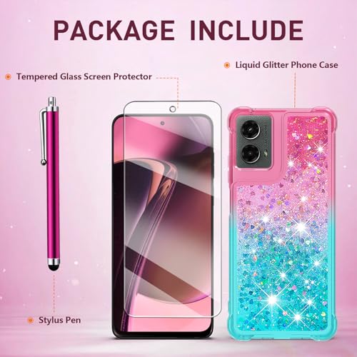for Moto G Play 2024 Case with Screen Protector, Pink Blue - color: Pink and Blue