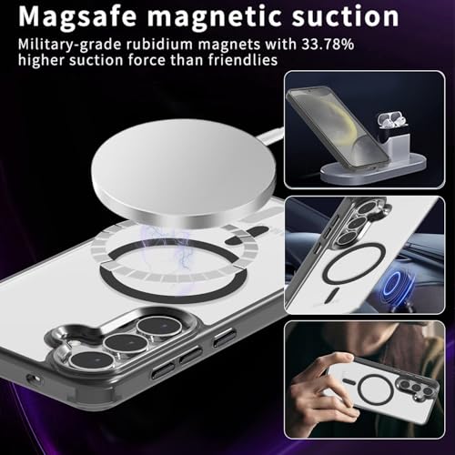 Lunivop for Samsung Galaxy S25 FE Case Hard [Compatible with Magsafe Wireless Charging] Yellowing Resistant Magnetic Cover Clear para S25 FE 6.7 '' 5G 2025 Rugged Best Phone Cases Black - color: Black, size: Compatible with Samsung Galaxy S25 FE