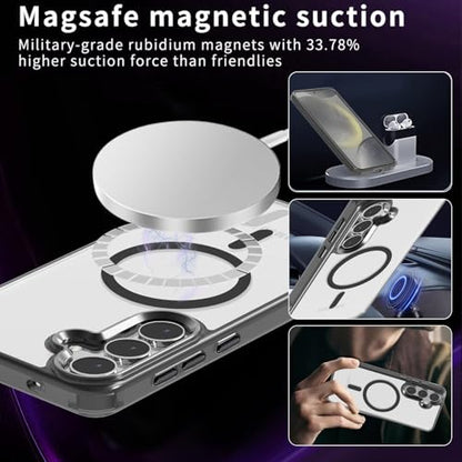 Lunivop for Samsung Galaxy s25 Case Hard [Compatible with Magsafe Wireless Charging] Yellowing Resistant Magnetic Cover Clear para S 25 6.2 '' 5G 2025 Rugged Best Phone Cases Black - color: Black, size: Compatible with Samsung Galaxy S25