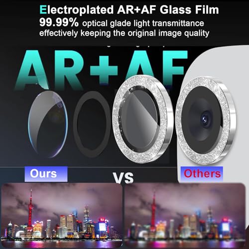 Zeking (2 Set for Samsung Galaxy Tab S10 FE/Tab S10 FE Plus Camera Lens Protector, Scratch-Resistant HD Clarity 9H Tempered Glass with Aluminum Edging, Individual Metal Lens Cover (Bling-Silver) - color: GlitterSilver