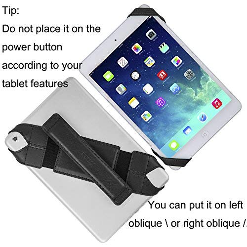 joylink Universal Tablet Hand Strap Holder, 360 Degrees Swivel Leather Handle Grip with Elastic Belt, Secure & Portable for 7.9" -8.4" Tablets (Samsung Asus Acer Google iPad mini), Black - color: Black