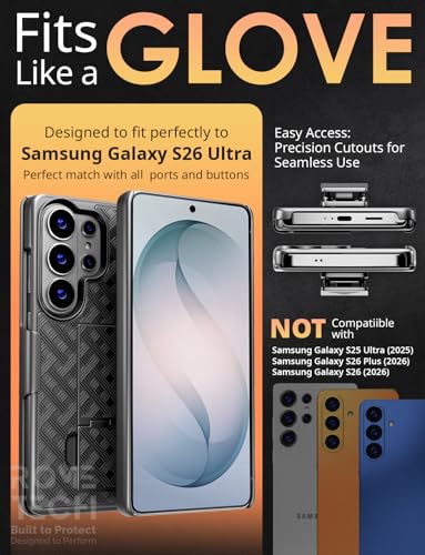 Designed for Samsung Galaxy S26 Ultra Case with Belt Clip Holster | Rugged Holster & Protective Phone Case Combo with Anti-Slip Texture - Black - style: Samsung Galaxy S26 Ultra