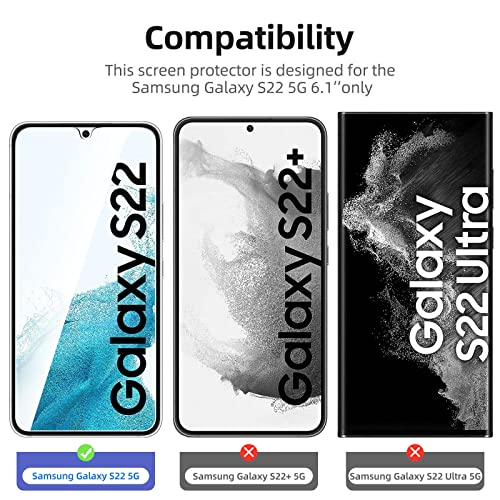 NEW'C for Samsung Galaxy S22 5G Screen Protector Tempered Glass HD Clear - size: S22 6.1 inches