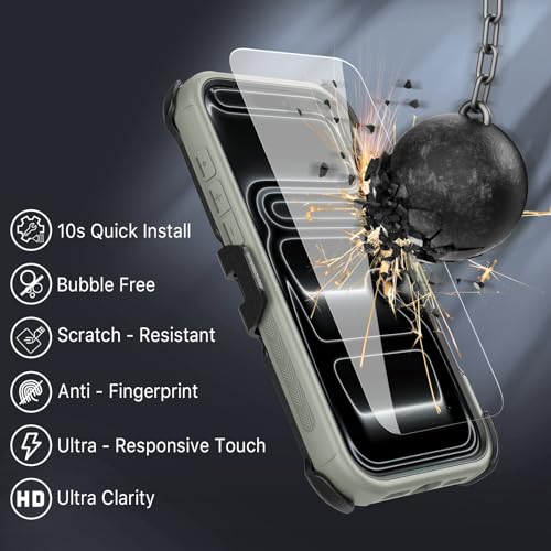 M MYBAT PRO for iPhone 17 Pro Case with Belt Clip Holster,[Compatible with Magsafe] w/Screen Protector,Anti-Drop,Shockproof,w 360°Rotating Kickstand,Heavy Duty Protection (Natural Titanium) - color: Natural Titanium