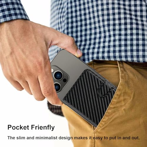 Bocasal for MagSafe Card Wallet for iPhone, Carbon Fiber Black - color: Carbon Fiber Black