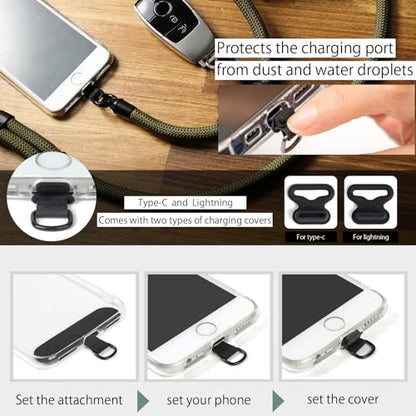 kazworks Cell Phone Lanyard Phone Strap Crossbody Thick Rope Phone Sling 49in-65in(125cm-165cm) Adjustable - color: Olive, size: Small