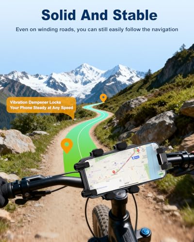 Motorcycle Phone Mount, Anti-Vibration Bike Phone Holder,secures smartphone