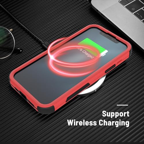X-belmox Heavy Duty Case for iPhone 12/12 Pro Red/Black Drop Protection | 3-Layers Phone Case with [Tempered Glass Screen Protector] Shockproof Rugged Cover for iPhone 12/iPhone 12 Pro 6.1 Inch - color: Red/Black