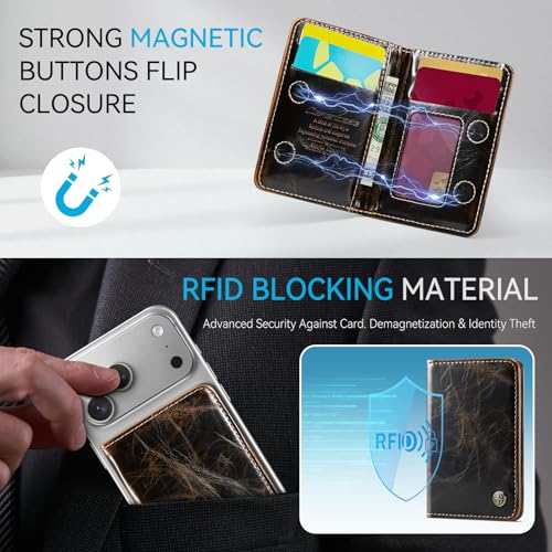 Defencase for Magsafe Wallet Magnetic Card Holder RFID Blocking, Coffee - color: Luxury Coffee