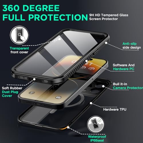 AICase iPhone 14 Pro Max Case Waterproof with MagSafe Clear Snowproof,Dustproof and Shockproof,IP68 Certified Full Body 360 Protection Fully Sealed Underwater Cover for iPhone 14 Pro Max 6.7" - color: iphone 14 Pro Max Waterproof Case