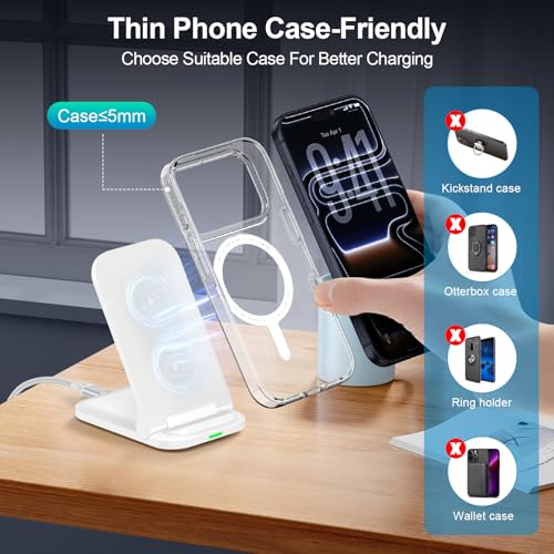 Pixel 10 Foldable Wireless Charger Fast Charging Station 15W Wireless Phone - color: White