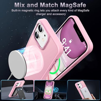 Newfuture Magnetic for iPhone 11 Case Matte Shockproof, Chalk Pink | Military Drop Protection, Slim Matte Anti-Fingerprint, Compatible with Magsafe, Camera Guard, Translucent Protective Cover - color: Chalk Pink, size: iPhone 11 6.1inch