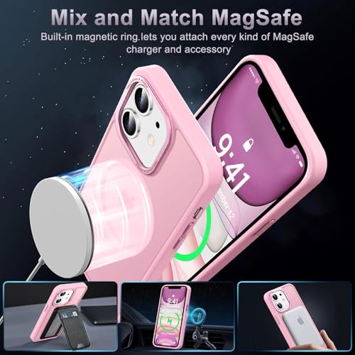 Newfuture Magnetic for iPhone 11 Case Matte Shockproof, Chalk Pink | Military Drop Protection, Slim Matte Anti-Fingerprint, Compatible with Magsafe, Camera Guard, Translucent Protective Cover - color: Chalk Pink, size: iPhone 11 6.1inch