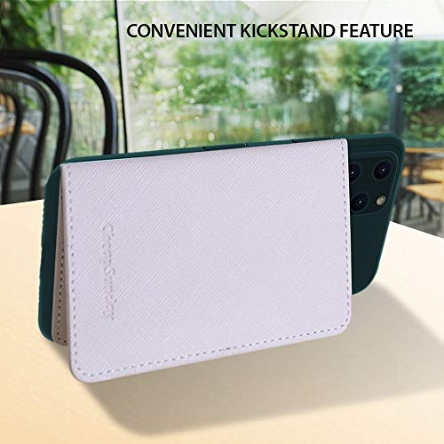 CheapSunday ID Card Holder for Back of Phone Leather Phone Wallet Stick On with Stand Flip Waterproof Leather Adhesive Wallet for Most Cellphones (Beige) - color: Beige